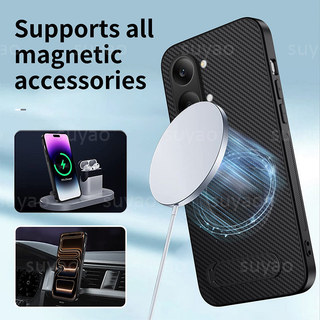Dành Cho Poco X8 Pro Max ProMax X7 2026 Ốp lưng Giá Đỡ Sợi Carbon Vỏ PocoX8ProMax PocoX8Pro PocoX7Pro Vỏ Bảo Vệ Chống Sốc Bằng Da Từ Tính