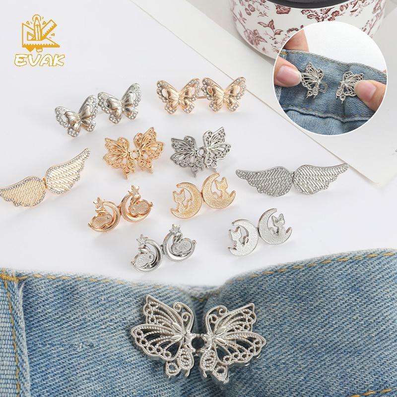 Alittlesettu Cánh Bướm Quần Nút Thắt Lưng Kẹp Quần Jean Khóa Phụ Kiện VN
