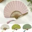 Quạt vỏ Mini QEARY, Quạt cầm tay gấp vải lanh Cotton khung tre, cổ điển với tua rua trang trí hình vỏ kiểu quạt cầm tay cổ điển