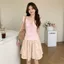 Bộ đồ nhỏ xinh xắn mùa hè dành cho nữ Áo thun ngắn tay có dây dáng ôm đẹp Váy hoa