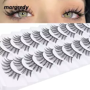 MARGREDY 10 Đôi Lông mi giả, Lông mi giả toàn dải thủ công, Thời trang nữ Natrual Dài không tàn nhẫn Lông mi giả nối mi