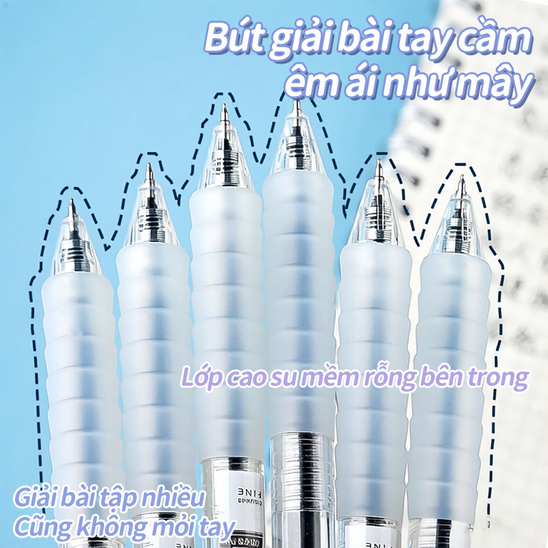 Bút gel lâu hết mực 0.5mm đen xanh đỏ viết trơn không lem nét chữ đẹp cho học sinh văn phòng
