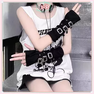 JRP Y2K Cá Tính Bule Punk Phong Cách Nữ Ngón Găng Tay Luo Hip Hop Phong Cách Biểu Diễn Sân Khấu Tay Áo Khiêu Vũ Đường Phố JRP