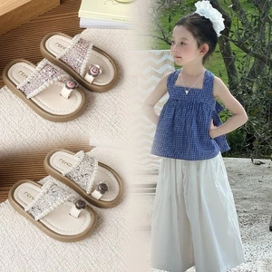 Giày Sandal Bé Gái Đính Ngọc Trai Kim Tuyến Phong Cách Tiểu Thư Sang Trọng, Dép Quai Hậu Trẻ Em Đế Mềm Chống Trơn Trượt