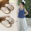 Giày Sandal Bé Gái Đính Ngọc Trai Kim Tuyến Phong Cách Tiểu Thư Sang Trọng, Dép Quai Hậu Trẻ Em Đế Mềm Chống Trơn Trượt