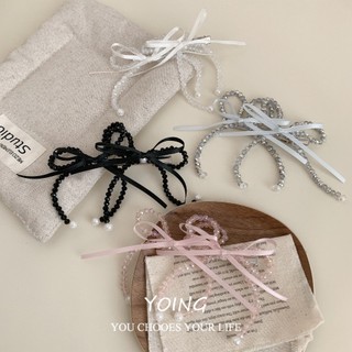 Yoing / Phong Cách Mới Pháp Handmade Đính Hạt Nơ Nhẹ Nhàng Lãng Mạn Phức Hợp Mỏ Vịt Kẹp Nữ
