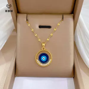 Phước Lành Ác Mắt Nelace Dành Cho Nữ Thép Titan Luy Bùa Bảo Vệ Mặt Dây Chuyền Kim Cương Thời Trang Xương Đòn Dây Chuyền Quà Tặng Trang Sức [Mina]