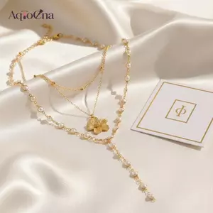 AqToCna Boho Mặt Dây Chuyền Hoa Nelace Bộ Nữ sel Y Hình Dây Xích Dài Trang Sức Hiện Đại Cho Sinh Nhật Và Kỷ Niệm AqToCna