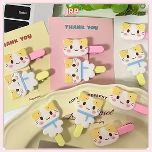JRP 2 Chiếc Hoạt Hình Dễ Thương Mèo Kẹp Tóc Lông Tơ Fuwa Nyanko Mèo Con Kẹp Tóc Dubill Kẹp Ngọt Ngào Phù Hợp Với Nổ Kẹp Bé Gái Phụ Kiện Tóc JRP