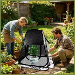 Lưới Cây Bao Có Thể Gập Lại Dây Kéo Lưới Thoáng Khí 28 x 28 x 32in Lưới Cây Bao Lều Cho Cây Con Rau kouvn