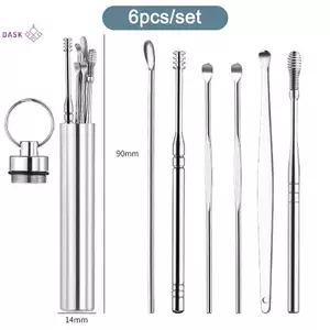 Tai thép không gỉ pi xoắn ốc lò xo tai pi Cleaner di động 6pc