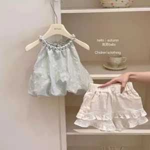 Bé gái (90-140) Phong cách mới Thời trang mùa hè Phiên bản Hàn Quốc Áo Vest + Quần short hợp thời trang