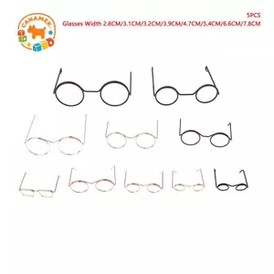 CANAMEK 5 Chiếc Thu Nhỏ Kính Mắt Kim Loại Khung Tròn Không Ống Kính Kính Kính Đồ Chơi Búp Bê Retro Kính DIY Búp Bê Mặc Phụ Kiện Kính CSF