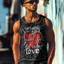 Áo Tank nam mùa hè Retro Skull, Áo Vest thể thao hàng ngày cổ tròn, Áo thun không tay thoải mái thoáng khí