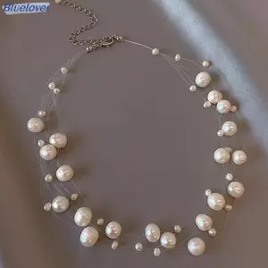 Bluelover Phong Cách Pháp Ánh Sáng Sang Trọng Thanh Lịch Niche Thiết Kế Ngọc Trai Nhiều Lớp Mặt Dây Chuyền Nelace Thời Trang Nữ Ngọt Ngào Trang Sức Phụ Kiện Quà Tặng Mới