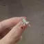 Nhẫn nơ trắng đáng yêu lãng mạn mới đến dành cho nữ Nhẫn nơ sáng bóng dành cho nữ Nhẫn có thể điều chỉnh Nhẫn trái tim nữ tính ngọt ngào [Mina]