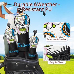 Phong cách mới Câu lạc bộ Golf Cover Skull thêu No. 1 Vỏ gỗ Fairway Vỏ len bảo vệ dày chống thấm nước PU độc đáo