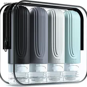 VFZ 90ml / bộ Silicone Du Lịch Mỹ Phẩm Chai Rỗng Bóp Hộp Đựng Chống Rò Rỉ Chai Đổ Lại Cho Dầu Gội Dầu Xả Lotion OTE