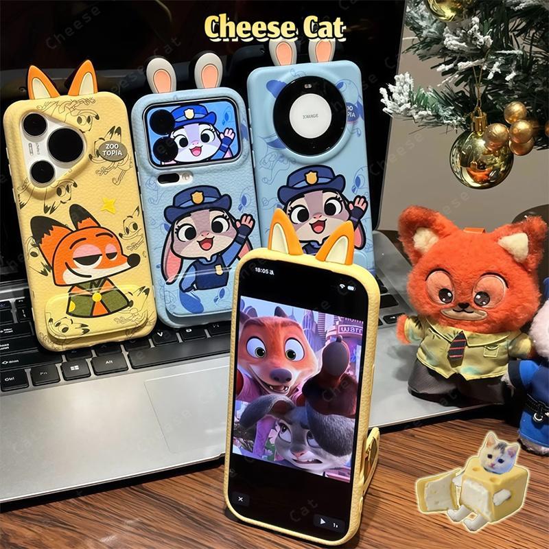 Tai Thỏ Dễ Thương Cáo Hoạt Hình Phổ Biến Da Ốp Lưng Điện Thoại iPhone 13 14 15 Plus Xs Max XR 7 Plus 16 12 11 17 Pro Max