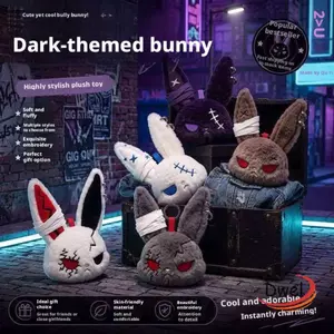 DWEL Dark Bunny Sang Trọng Búp Bê, Sang Trọng Thiết Kế Dễ Thương Thỏ Sang Trọng Móc Khóa, Dễ Thương Thêu Phong Cách Gothic Thân Thiện Với Da Thỏ Túi Quyến Rũ Bạn Bè Quà Tặng