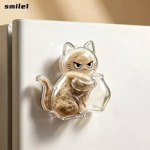 Nam châm lưu niệm tóc SMILE, Nam châm tủ lạnh tưởng niệm thú cưng từ tính trong suốt, Lưu trữ râu Hình mèo Cá tính Nam châm lưu trữ từ tính nhẹ Trang trí nội thất