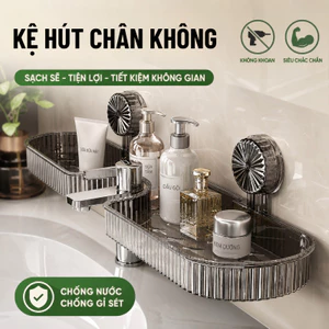 Kệ Đựng Đồ Gắn Bồn Rửa Mặt Hút Chân Không Trong Suốt Có Lỗ Thoát Nước Đa Năng Nhà Tắm