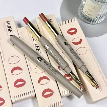 chì kẻ viền môi Son môi hai đầu Bút chì lót môi không dễ phai viền viền Xoay bút chì Matte Non-Stick Cup Trang điểm cắn hai trong một