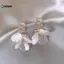 KUZHEN Mới Cổ Điển Thời Trang Bóng Bông Tai Nữ Hàn Quốc Vỏ Trắng Hoa Tòn Ten Bông Tai Tính Khí Ánh Sáng Sang Trọng Món Quà Trang Sức HOT