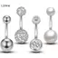 LUImo 4 14G Bụng Nút Nhẫn Ngọc Trai Pha Lê Hai Quả Bóng Rốn Xuyên Cơ Thể Trang Sức SBS