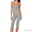 MAPLEPOET-Trang phục nữ mùa hè Dot Print Scoop Cổ không tay Spaghetti Dây đeo + Quần Capri Bộ 2 món