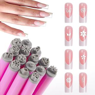 Dụng cụ làm móng bộ 15 bút dập móng đầu mềm thân nhựa họa tiết hoa bướm lá dùng lấy họa tiết sơn móng tạo mẫu móng nhanh dễ thao tác tái sử dụng phù hợp trang trí móng tại nhà và tiệm làm móng