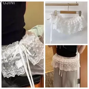 YUJINI Ren Xù Váy, Váy Mini Ren Bông Tai Kẹp Hoa Thêu, Xuyên Qua Y2K Dạo Phố Ruched Váy Trang Trí Quần Jean
