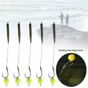 AWNGD 5 Móc Câu Cá Chép, Pesca Ready Made Fishing Hair Rigs Móc, 2025 Thiết Bị 3 # -10 # Cá Chép Giàn Câu Cá Dụ Câu Cá