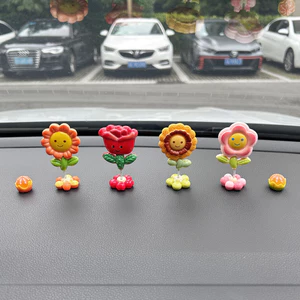 Smiley Hoa Hướng Dương Hoa Nhỏ Ô Tô Điều Khiển Trung Tâm Lò Xo Đồ Trang Trí Xe Nhỏ Hoa Tươi Vật Dụng Trang Trí 6.26 OYYC