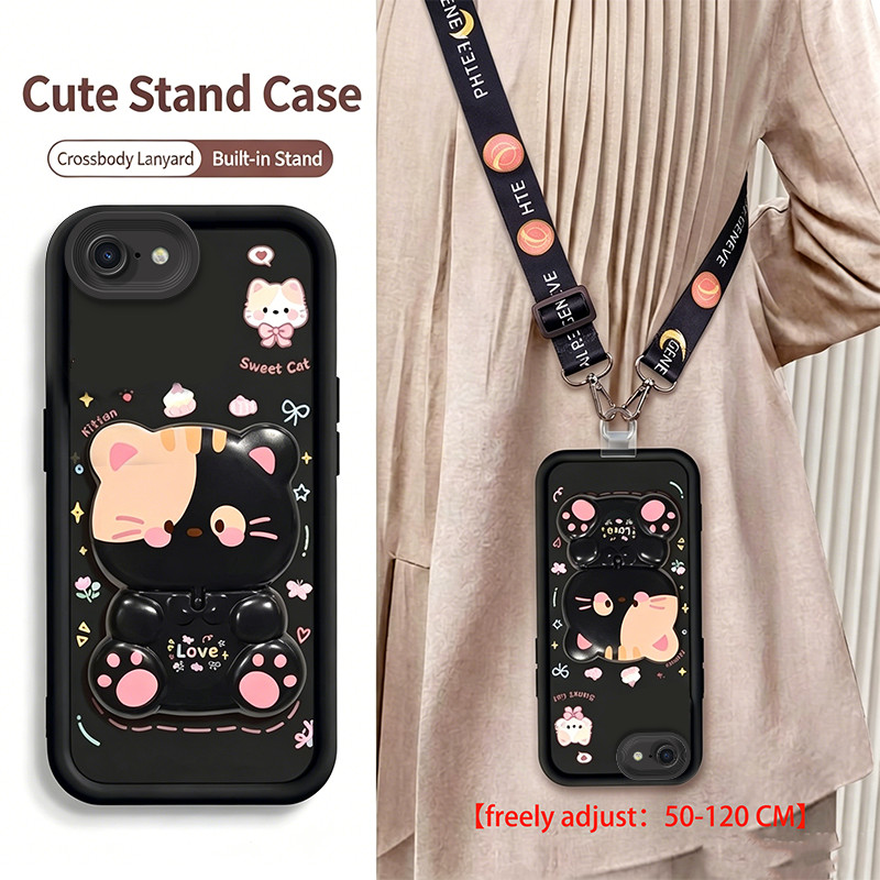 Dây Đeo Đeo Ngang Dây Dành Cho iphone 6p 6s 6 plus 6sp Vỏ Điện Thoại Vỏ Mềm Silicon Chống Sốc Thiết Kế Mới Thẩm Mỹ Có Giá Đỡ Mèo Dễ Thương Cho Bé Gái JTGBMZJ1