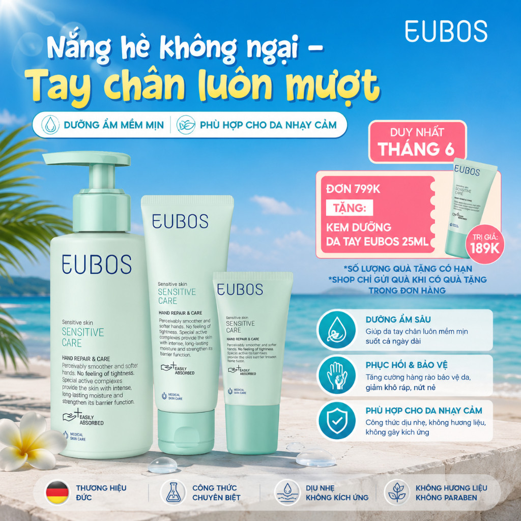 Kem Dưỡng Da Tay và Móng Bơ Hạt Mỡ EUBOS Giúp Dưỡng Da Mềm Mịn Và Dưỡng Móng Chắc Khỏe