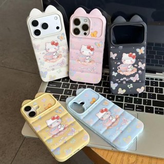 Ốp lưng tai mèo áo lông vũ gradient tím kem chống sốc mềm hot thích iPhone 16/17 Pro Max/15 Pro Max/14/13/12/11/X/XS Max