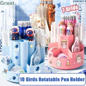 Hộp đựng bút GREAT, Hộp đựng bút dung tích lớn bằng nhựa, 360 chất lượng cao° Xoay 7 / 10 Lưới Hộp Bảo Quản Văn Phòng Phẩm Quà Tặng