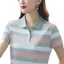 2026 Mới Thời Trang Nữ Sọc Đa Năng Cổ Xuống Giảm Béo Áo Sơ Mi Polo Tay Ngắn