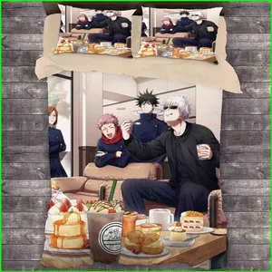 YB2 Jujutsu Kaisen 3IN1 Bộ Drap giường cỡ Queen đơn / đôi Gojo Satoru Itadori Yuuji Phòng ngủ