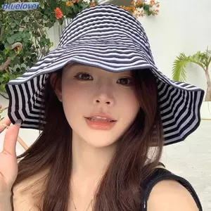 Bluelover Nữ Mùa Hè Sọc Rộng Vành Người Cá Mũ Màu-blo Chống Nắng Mũ Cho Thư Giãn Ngoài Trời Mới