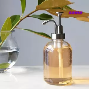 Hộp đựng xà phòng thủy tinh SAMO, Hộp đựng xà phòng cầm tay 500ml, Chai đựng chất lỏng có thể đổ đầy Máy bơm nâng cấp Máy phân phối xi-rô cà phê