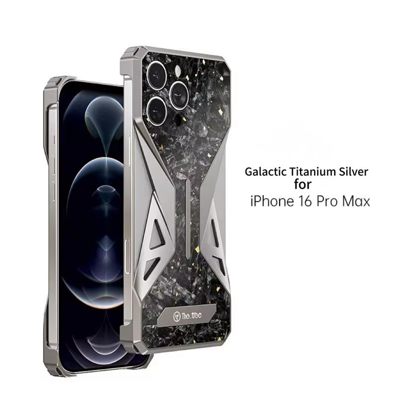 2025New Hợp Kim Nhôm Sang Trọng Satin Sợi Carbon Ốp Lưng Điện Thoại iPhone 16 Pro Max 16promax Rỗng Bảo Vệ Ống Kính Vỏ Điện Thoại