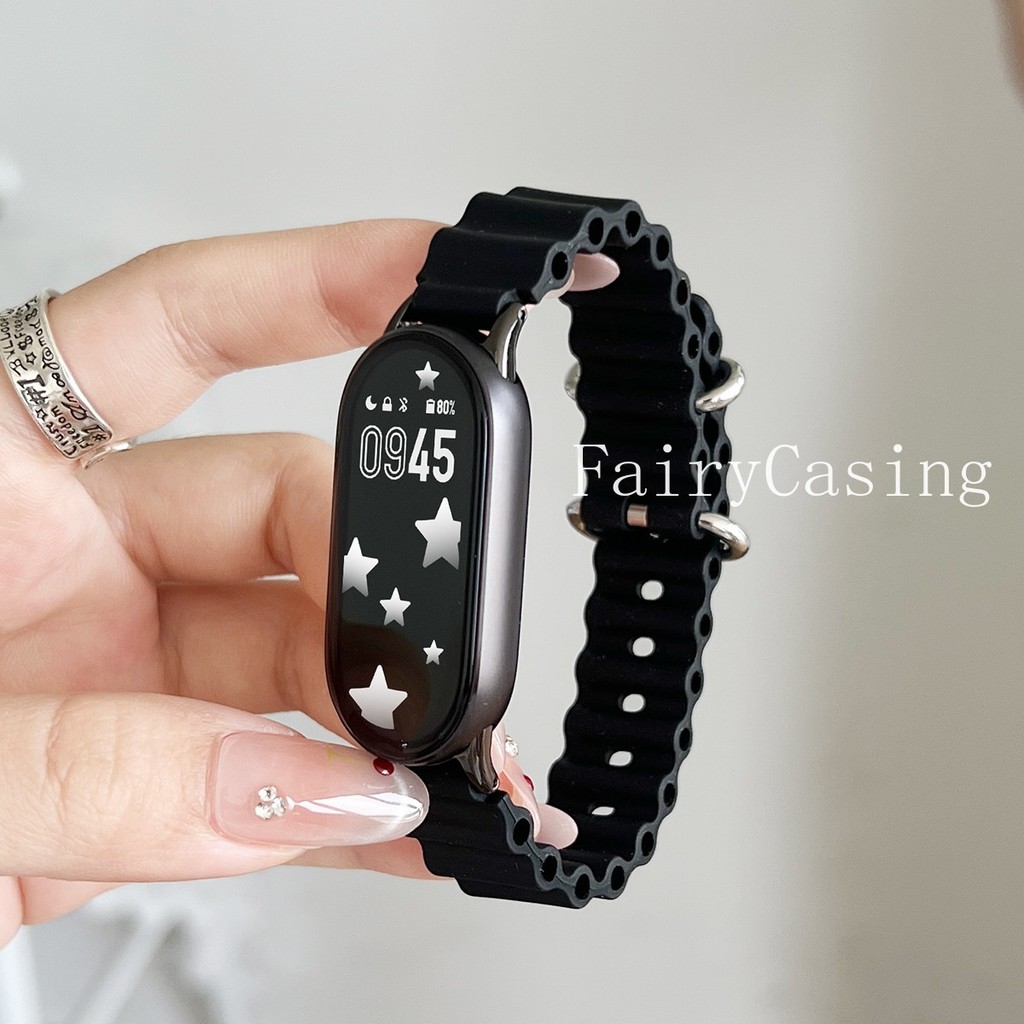 Dây Đeo Đồng Hồ Thể Thao Cho Miband 10 9 8 NFC Thay Thế Cho Miband 7 6 5 4 3 Vòng Tay Silicon Chống Thấm Nước Dây Đeo Phụ Kiện