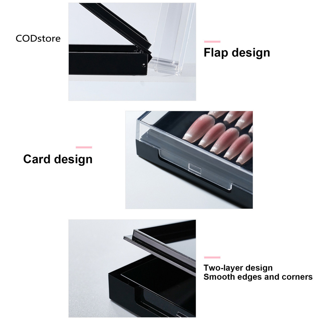 KDC Acrylic Móng Tay Bảo Quản Hộp Đựng Móng Tay Hai Lớp Trong Suốt Cho Gia Đình Bảo Quản Móng Tay Nghệ Thuật Di Động Sắp Xếp Dành Cho Móng Tay Acrylic Bấm Vào Móng Tay Bao Bì