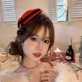 Bầu Không Khí Giáng Sinh Mũ Đỏ Phụ Kiện Tóc Nữ