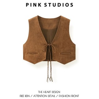 Áo khoác ngắn cổ chữ V phong cách vintage, chất liệu da lộn, lý tưởng để layer với cardigan