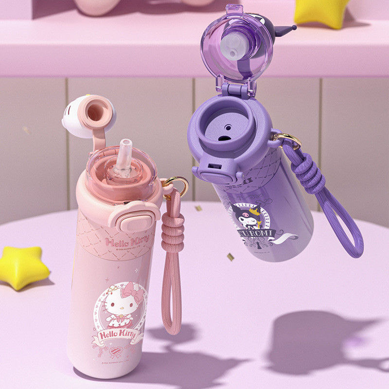 510ml Mới Sanrio Cốc Nước Hello Kitty Cinnamoroll Giai Điệu Lotso Người Ngoài Hành Tinh Thép Không Gỉ Cách Nhiệt Cốc Rơm Cốc Quà Tặng