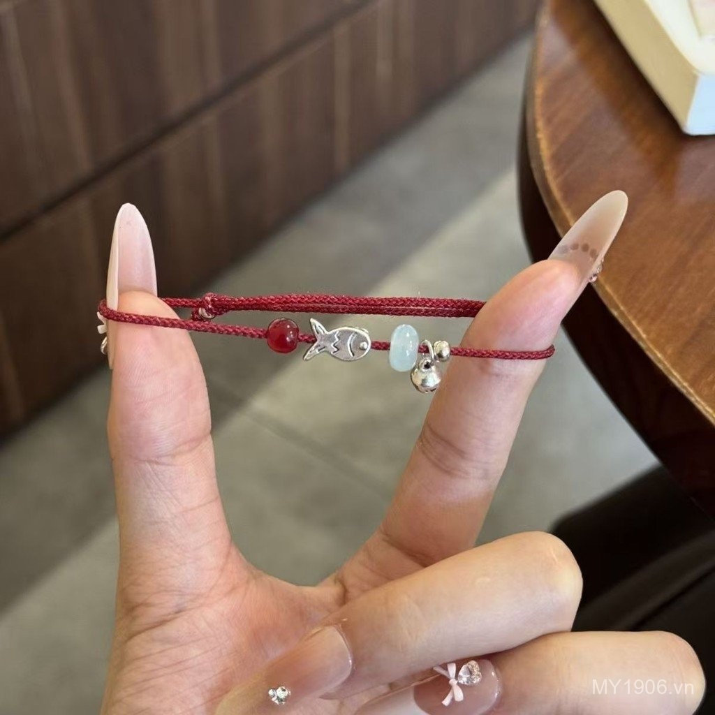 Vòng tay handmade tre và dây đỏ, phong cách Trung Hoa đơn giản - Quà tặng bạn gái