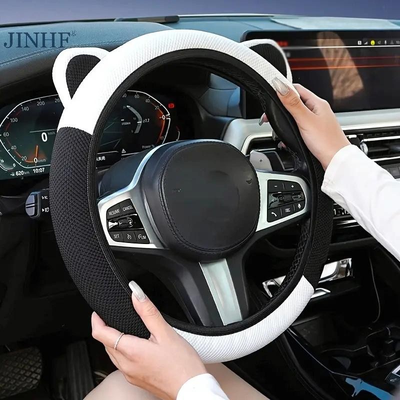JINHF Phim Hoạt Hình Tai Bọc Vô Lăng Ô Tô Chống Trơn Trượt Thích Hợp Cho Nhiều Loại Xe Ô Tô Hút Mồ Hôi Thoáng Khí Chống Mài Mòn Chống Trơn Trượt HOT